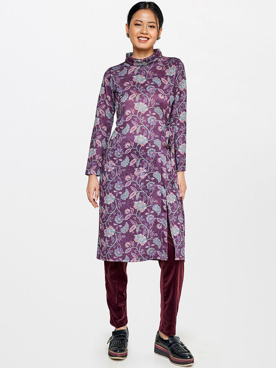 global desi women floral printed cowl neck kurta