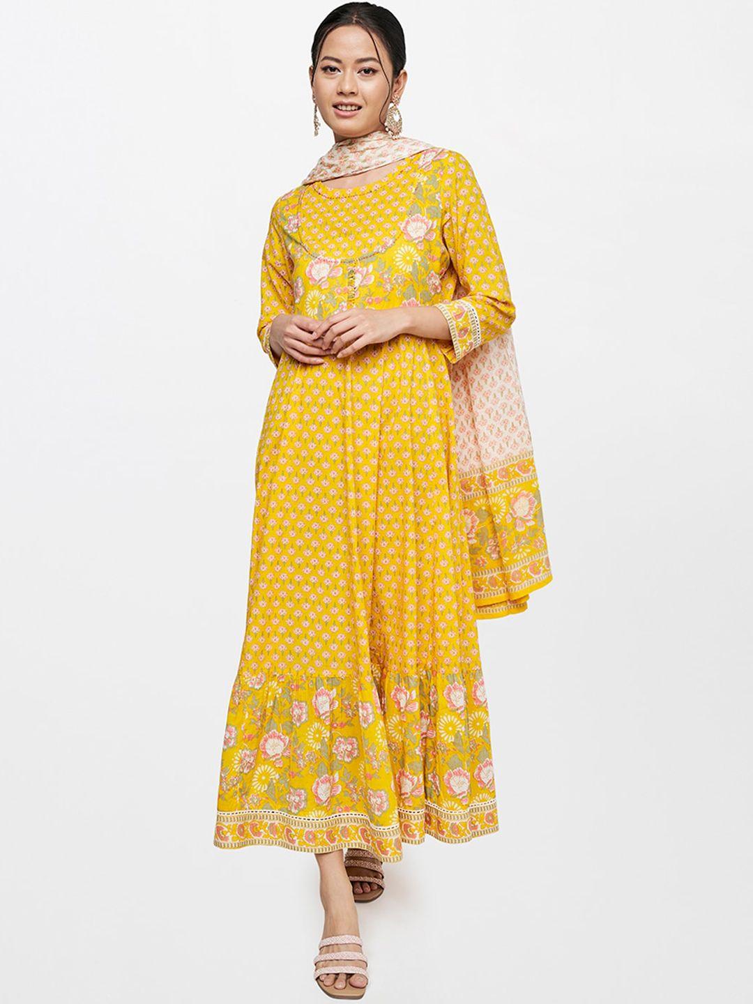 global desi women floral printed floral anarkali kurta