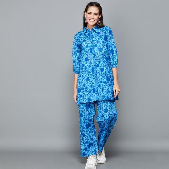 global desi women floral printed straight kurta set