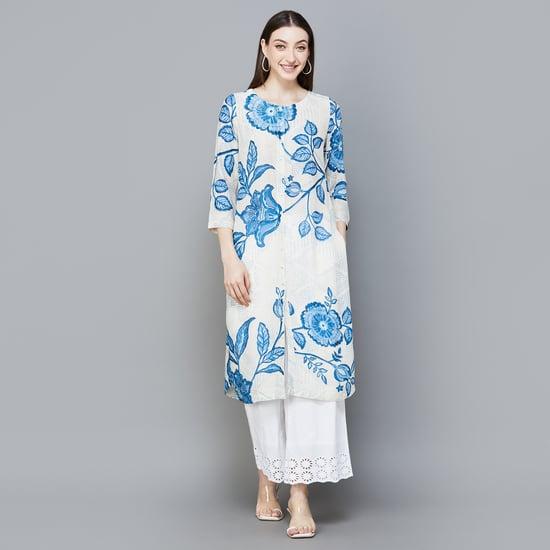 global desi women floral printed straight kurta