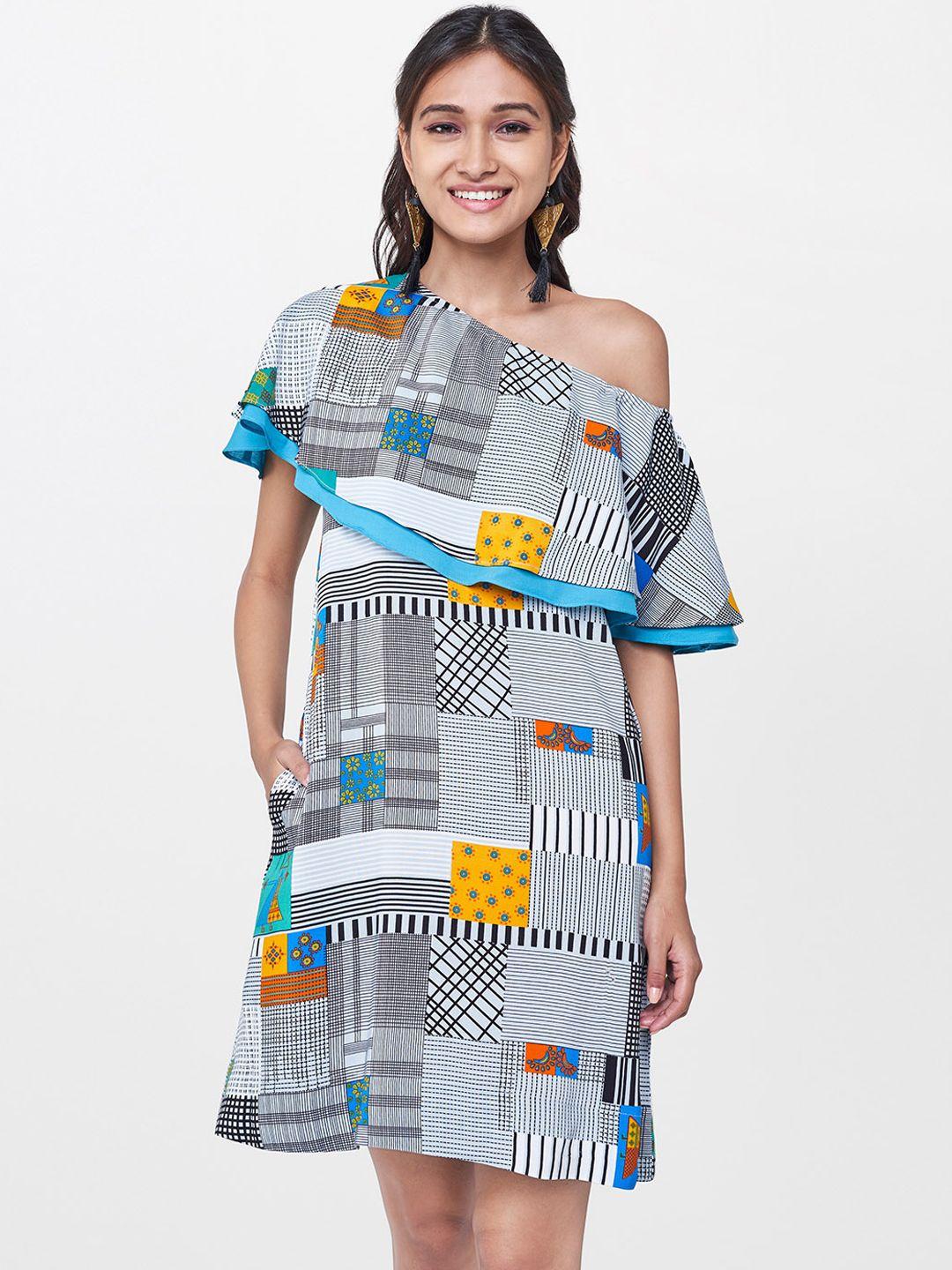 global desi women multicoloured printed a-line dress