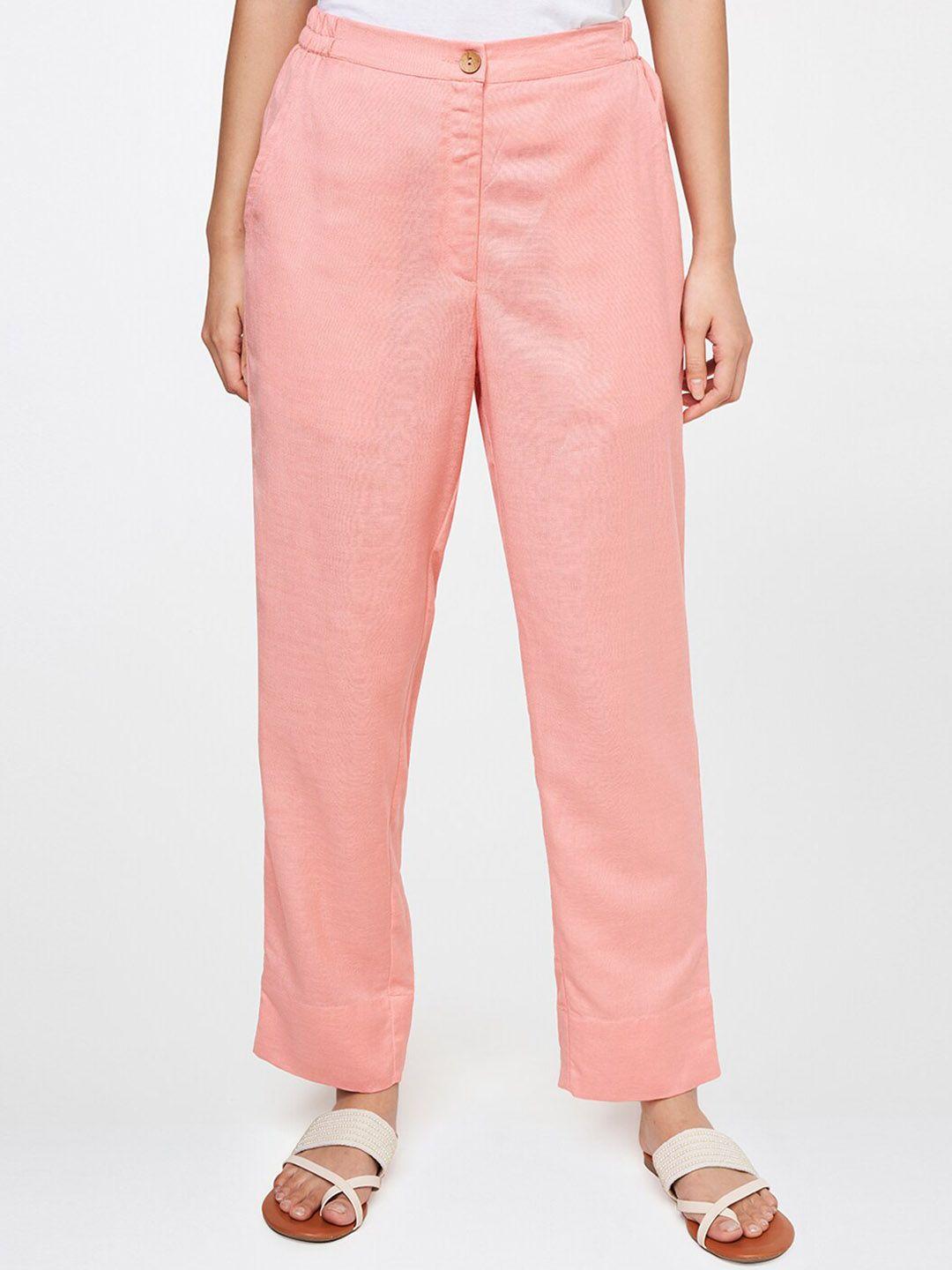 global desi women pink straight fit trouser