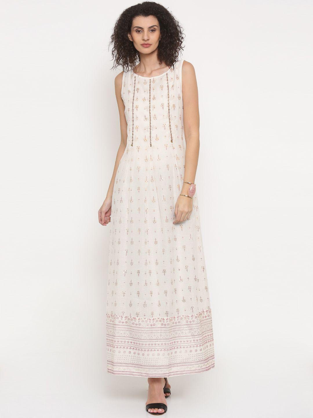 global desi women white printed maxi dress