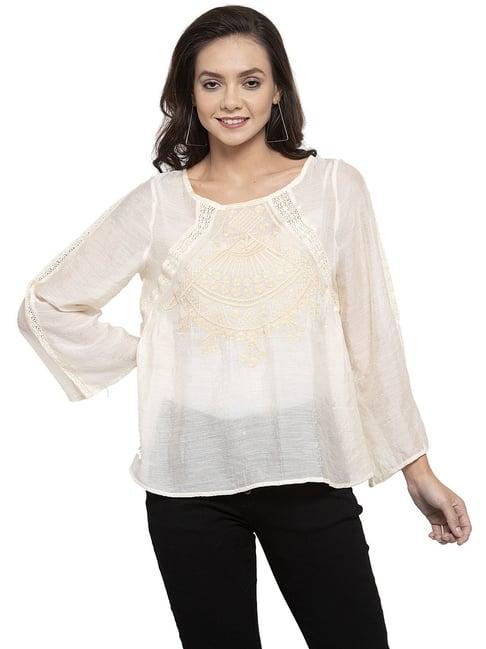 global republic beige embroidered top