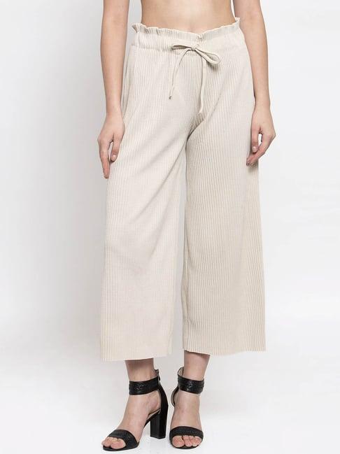 global republic beige regular fit drawstring crop pants