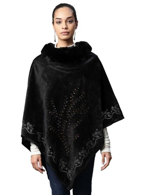 global republic black embellished poncho