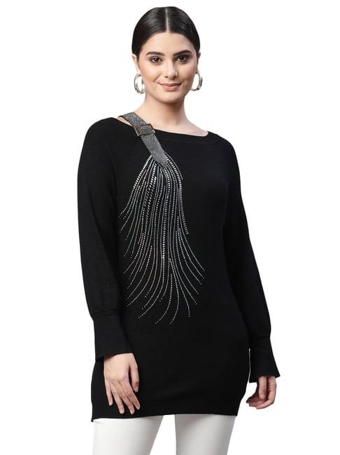 global republic black embellished pullover