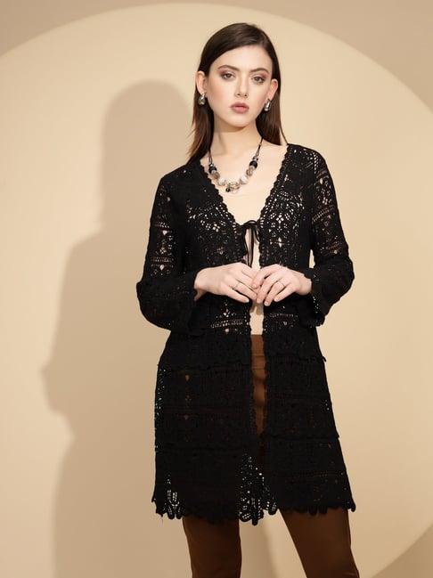 global republic black lace long shrug