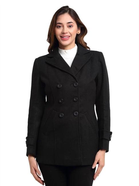 global republic black regular fit coat