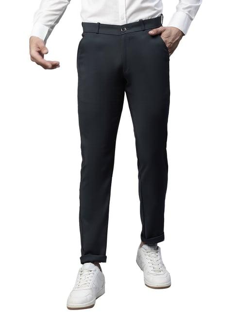 global republic black regular fit trousers