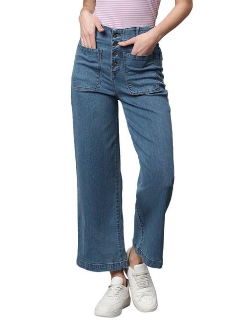 global republic blue cotton straight fit mid rise jeans