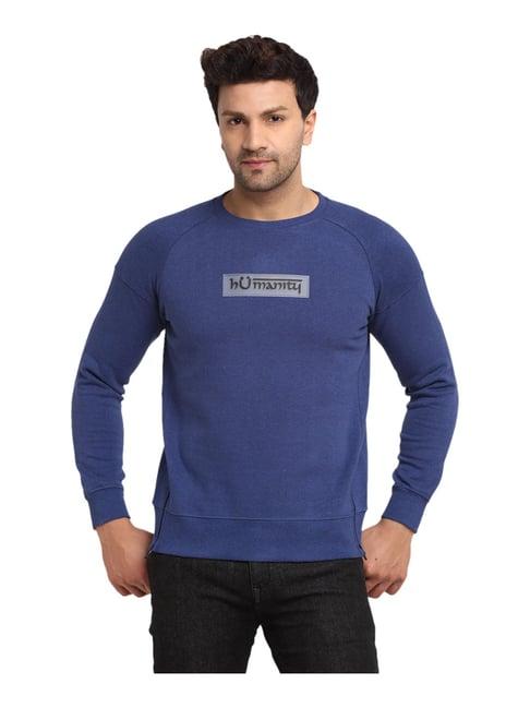 global republic blue regular fit self pattern sweatshirt