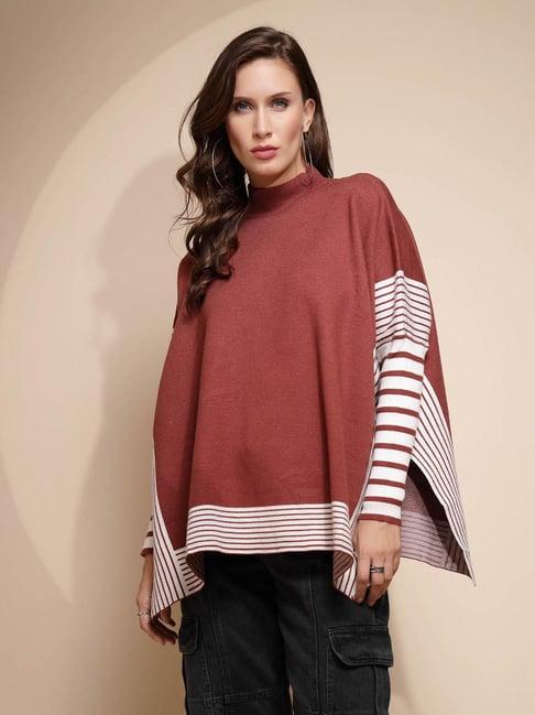 global republic brown & white color-block knitted pullover