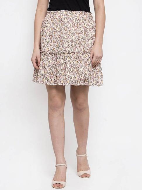 global republic cream printed mini skirt