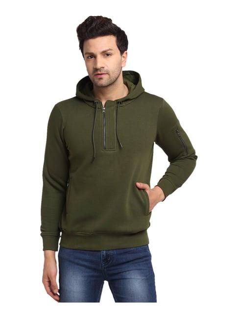 global republic green regular fit hooded sweatshirt