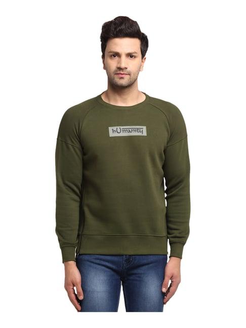 global republic green regular fit self pattern sweatshirt
