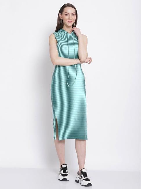 global republic green striped shift dress