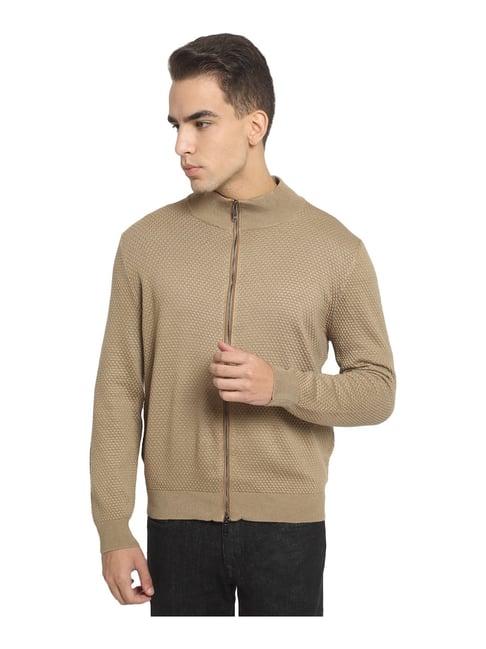 global republic khaki self design sweater