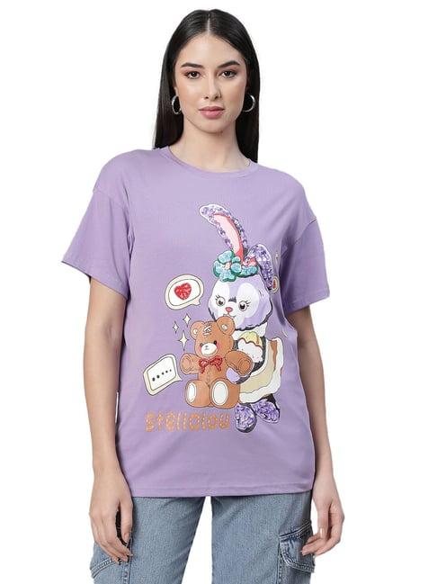 global republic lavender cotton printed t-shirt