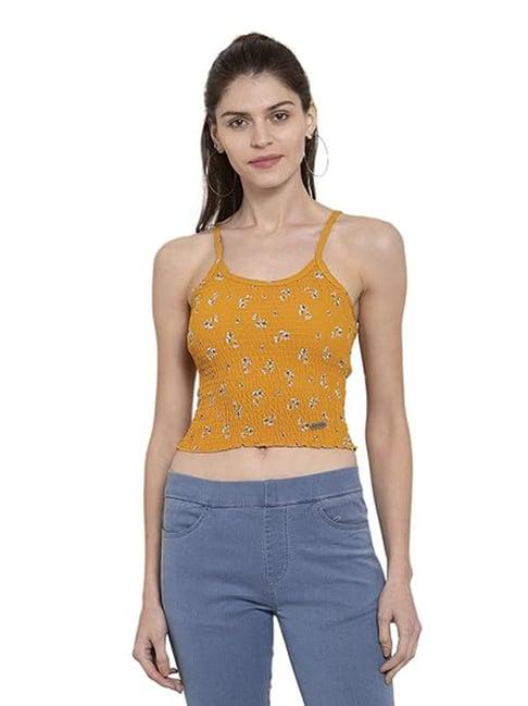 global republic mustard floral print crop top