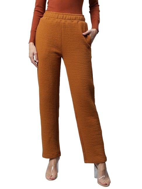 global republic mustard straight fit mid rise full length trousers