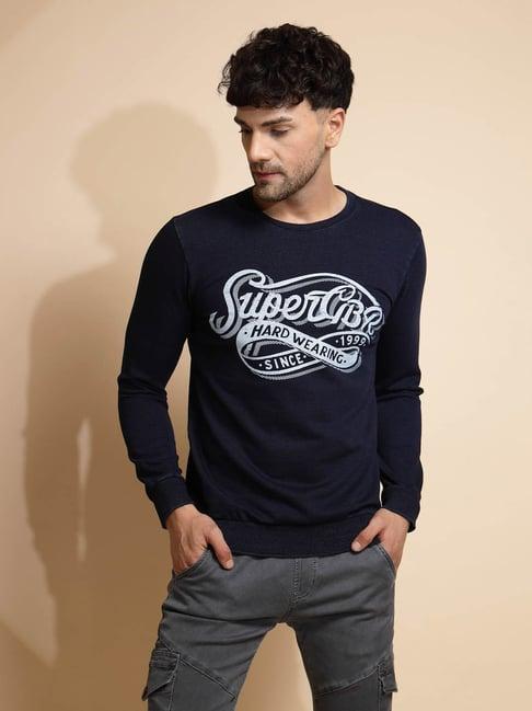 global republic navy regular fit printed sweatshirt