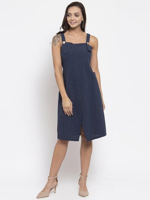 global republic navy striped a-line dress