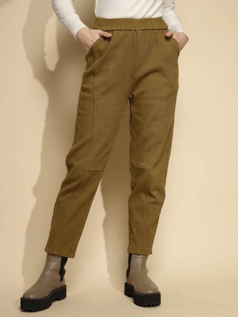 global republic olive cotton regular fit mid rise pants