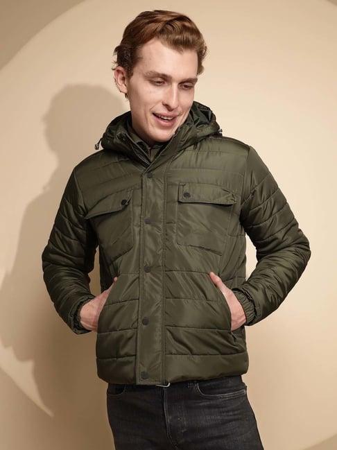 global republic olive regular fit hooded jacket