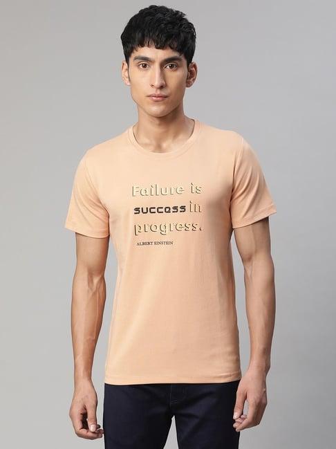 global republic peach regular fit printed t-shirt