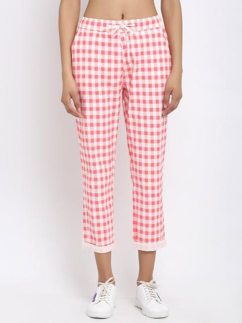 global republic pink & white checks pants