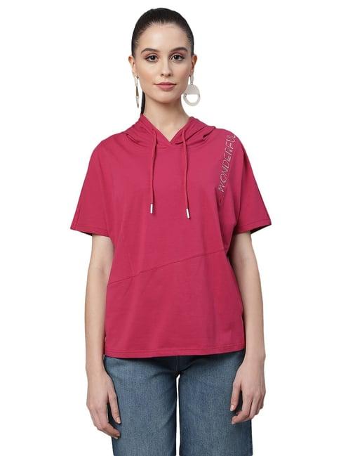 global republic pink embroidered t-shirt