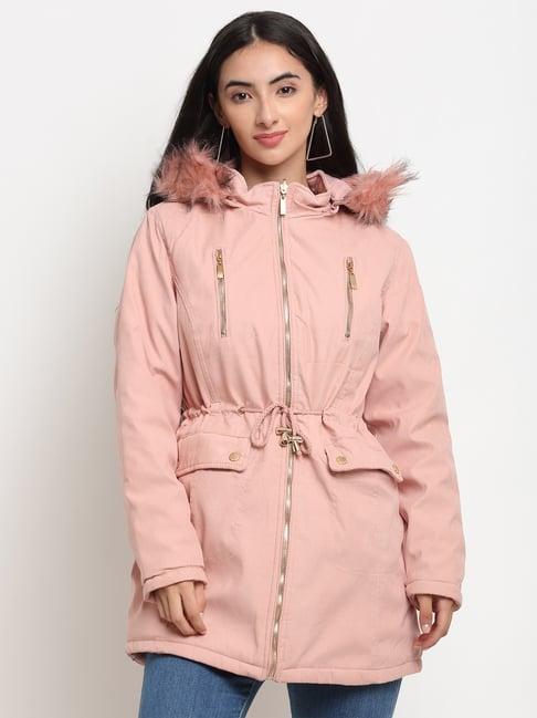 global republic pink full sleeves hooded reversible jacket