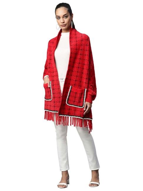 global republic red chequered shrug