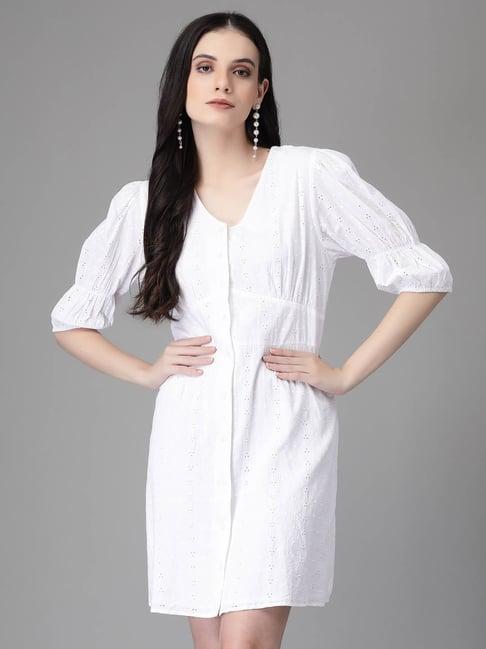 global republic white embroidered shirt dress