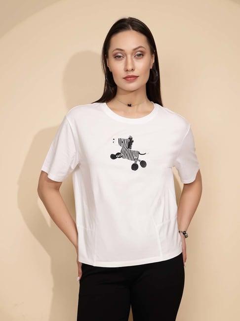 global republic white embroidered t-shirt