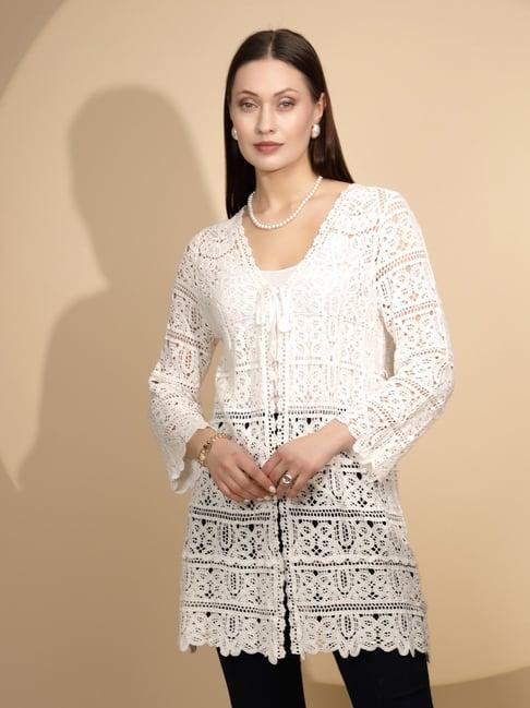 global republic white lace long shrug