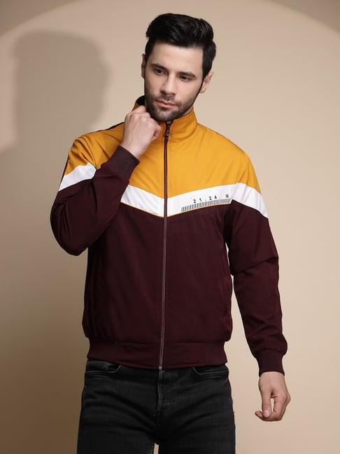 global republic wine & yellow regular fit jacket