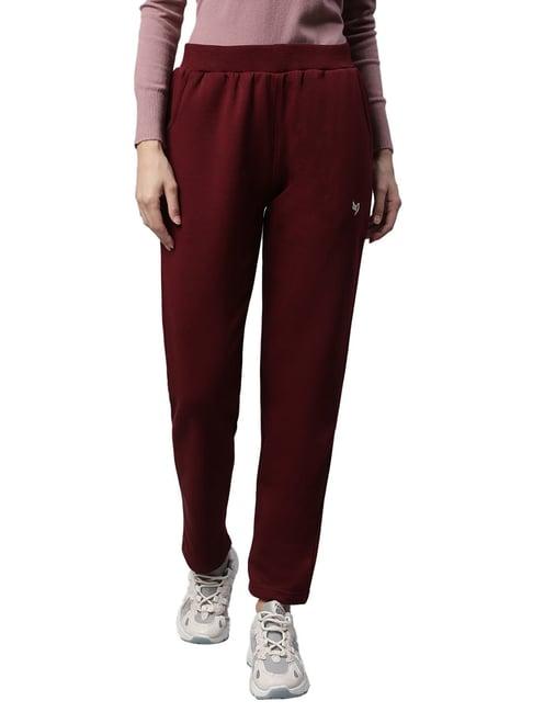 global republic wine cotton logo print straight fit mid rise full length trackpants