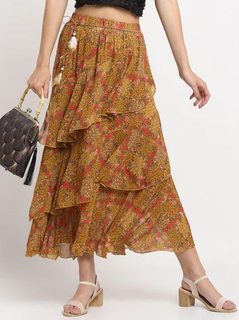 global republic yellow printed skirt