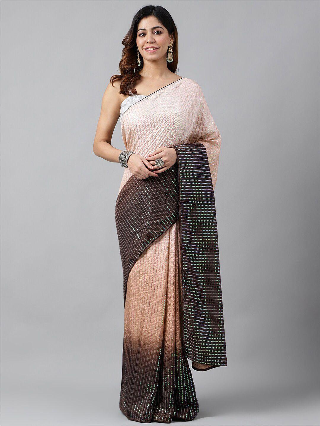 globon impex embellished sequinned silk blend saree