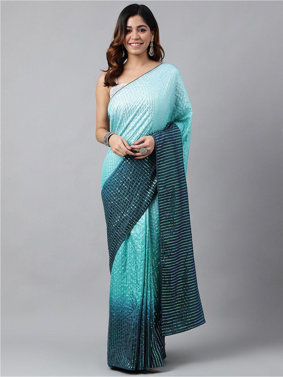 globon impex embellished sequinned silk blend saree