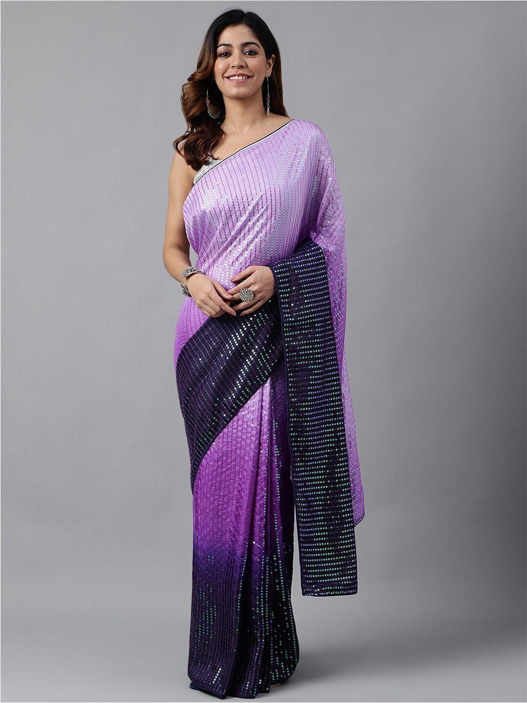 globon impex embellished sequinned silk blend saree