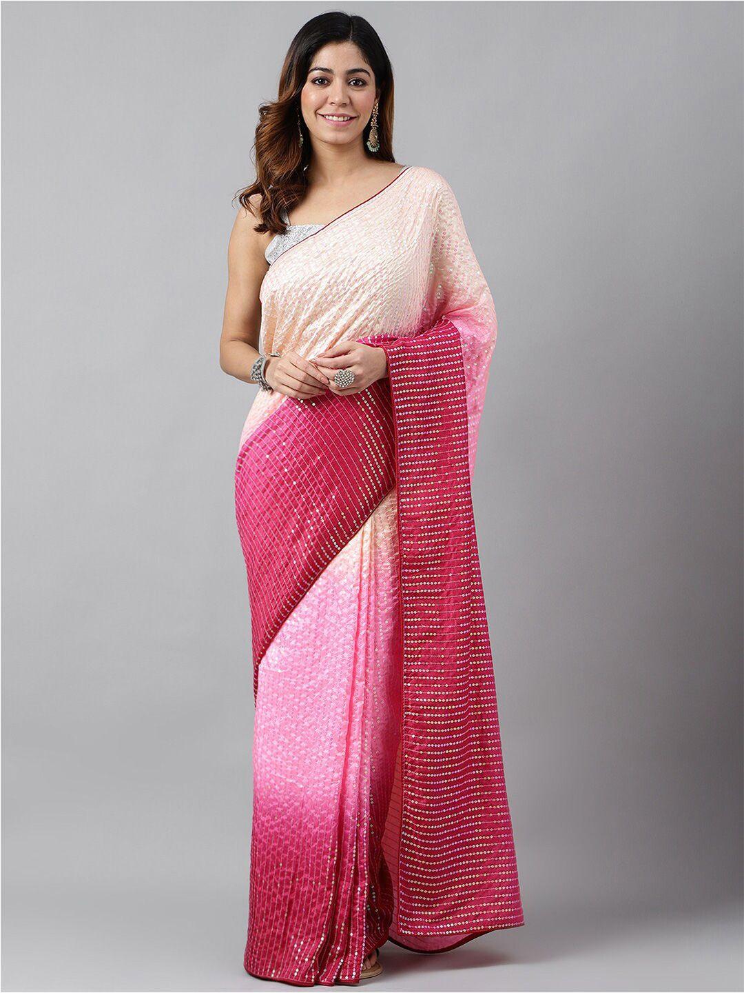 globon impex embellished sequinned silk blend saree