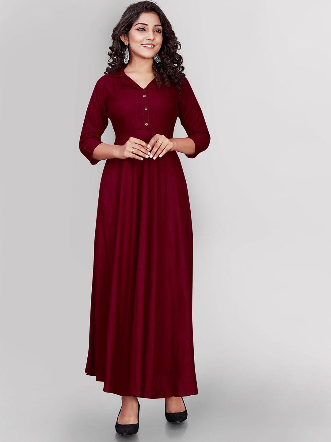 globon impex women maroon anarkali kurta