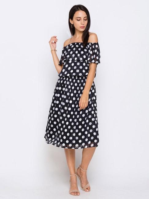 globus black & white polka dot dress