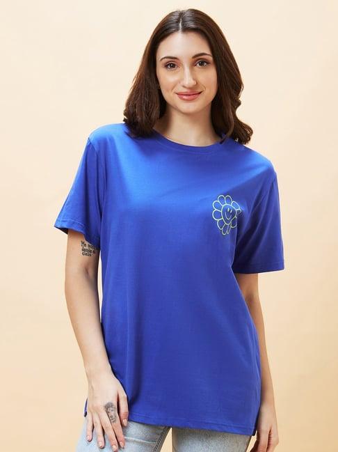 globus blue printed oversized t-shirt