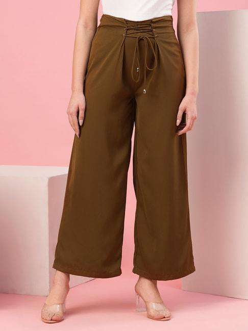 globus brown relaxed fit high rise trousers