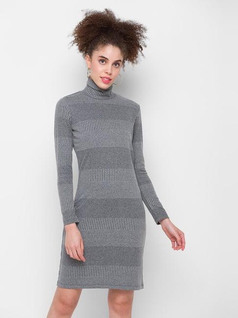 globus grey striped shift dress