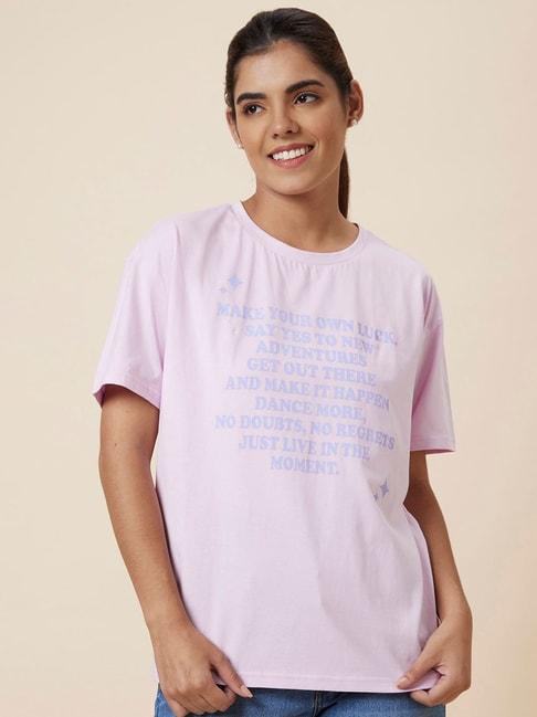 globus lilac cotton graphic print t-shirt